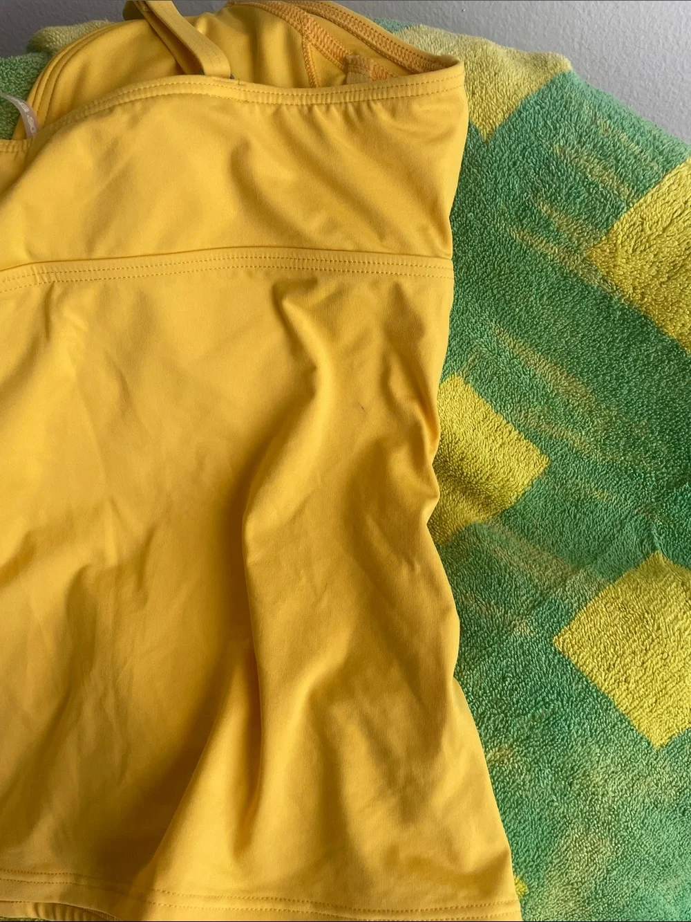 Lands' End Yellow Twist-Front Swim Top